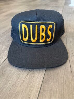 Black Trucker Hat with Yellow "DUBS" Patch